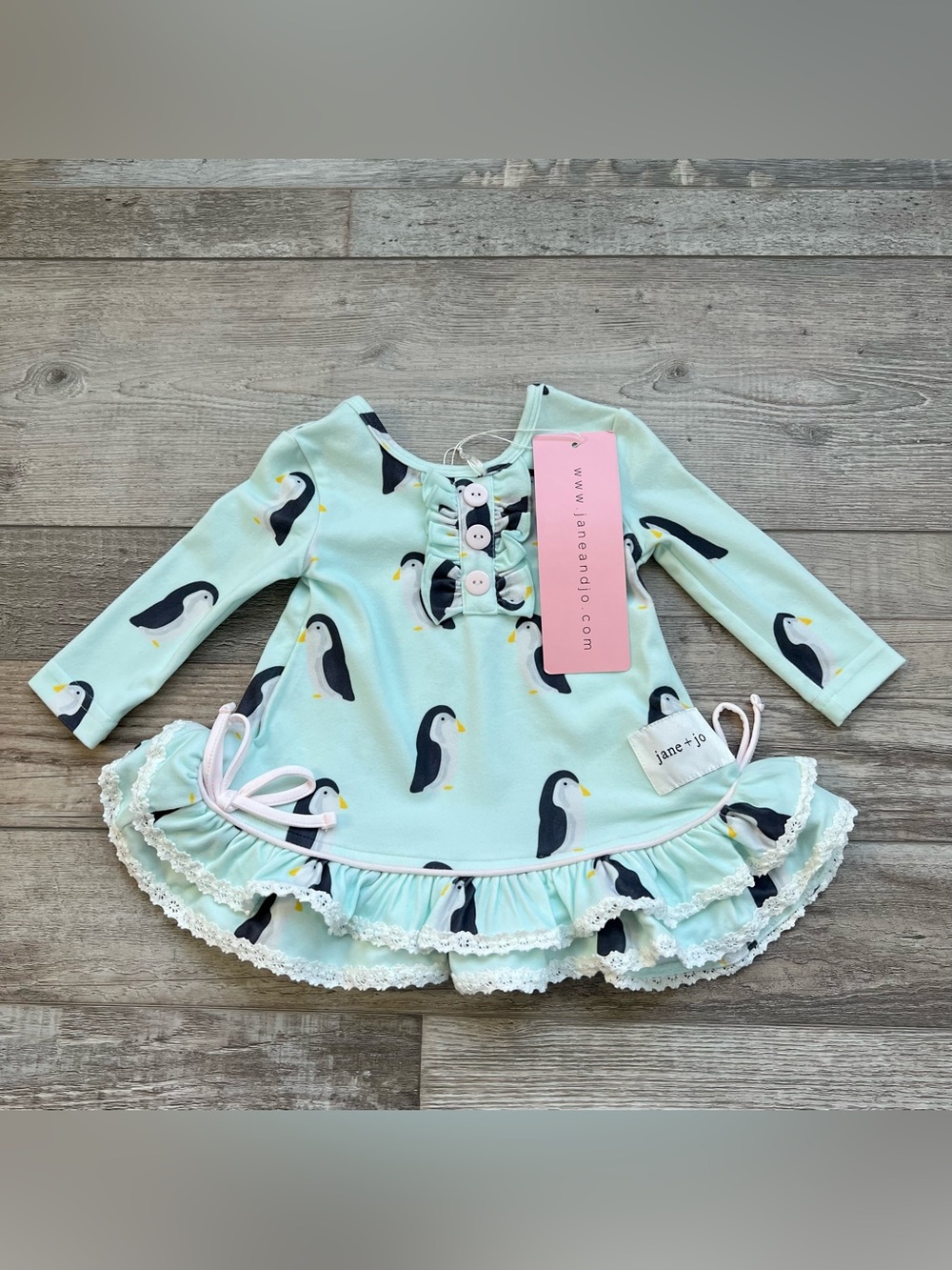 NWT Jane + Jo Penguin Nightgown Size 0/3 Month